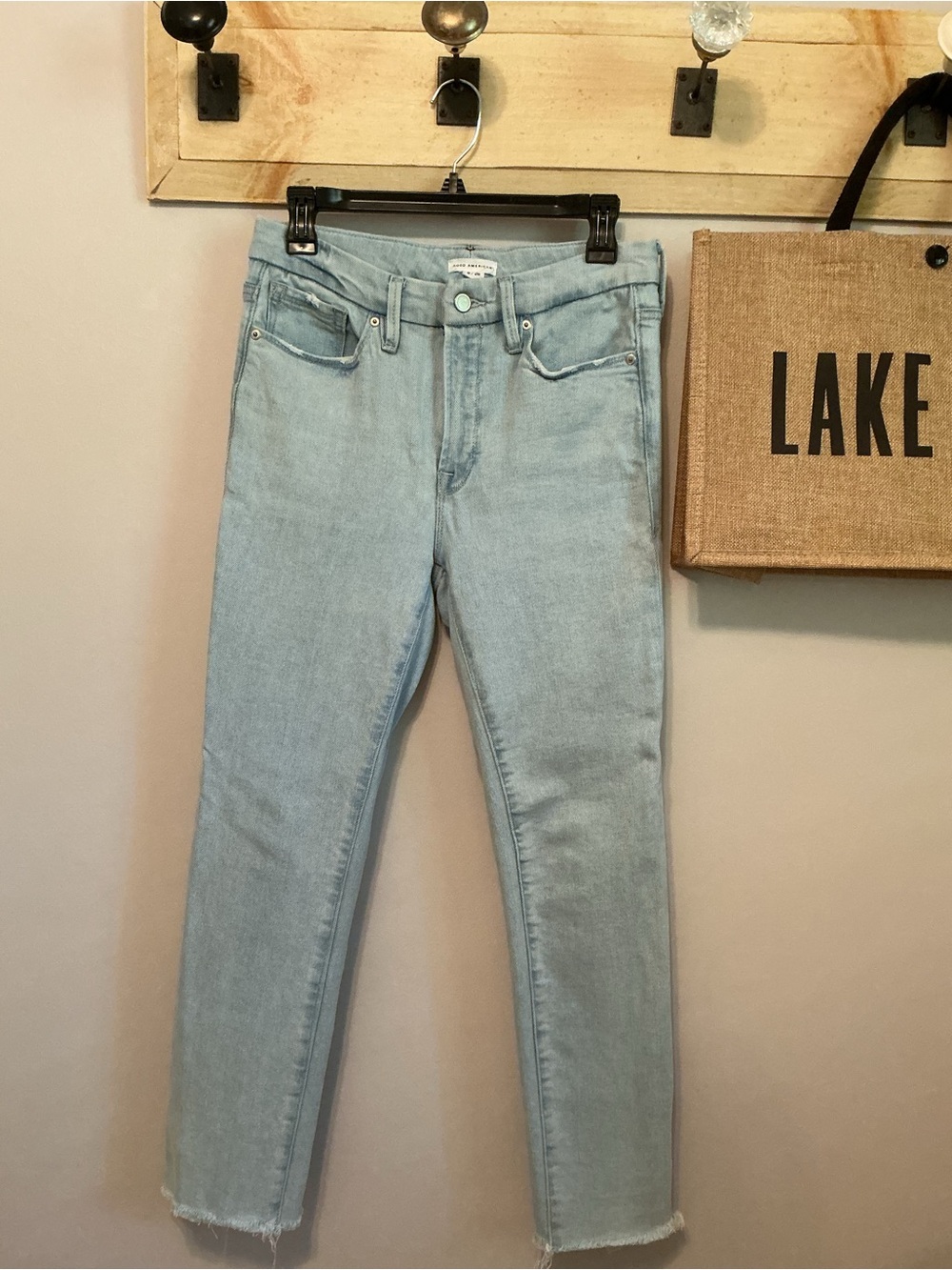 Good American Good Legs Raw Hem High Rise Jeans, 6x28
